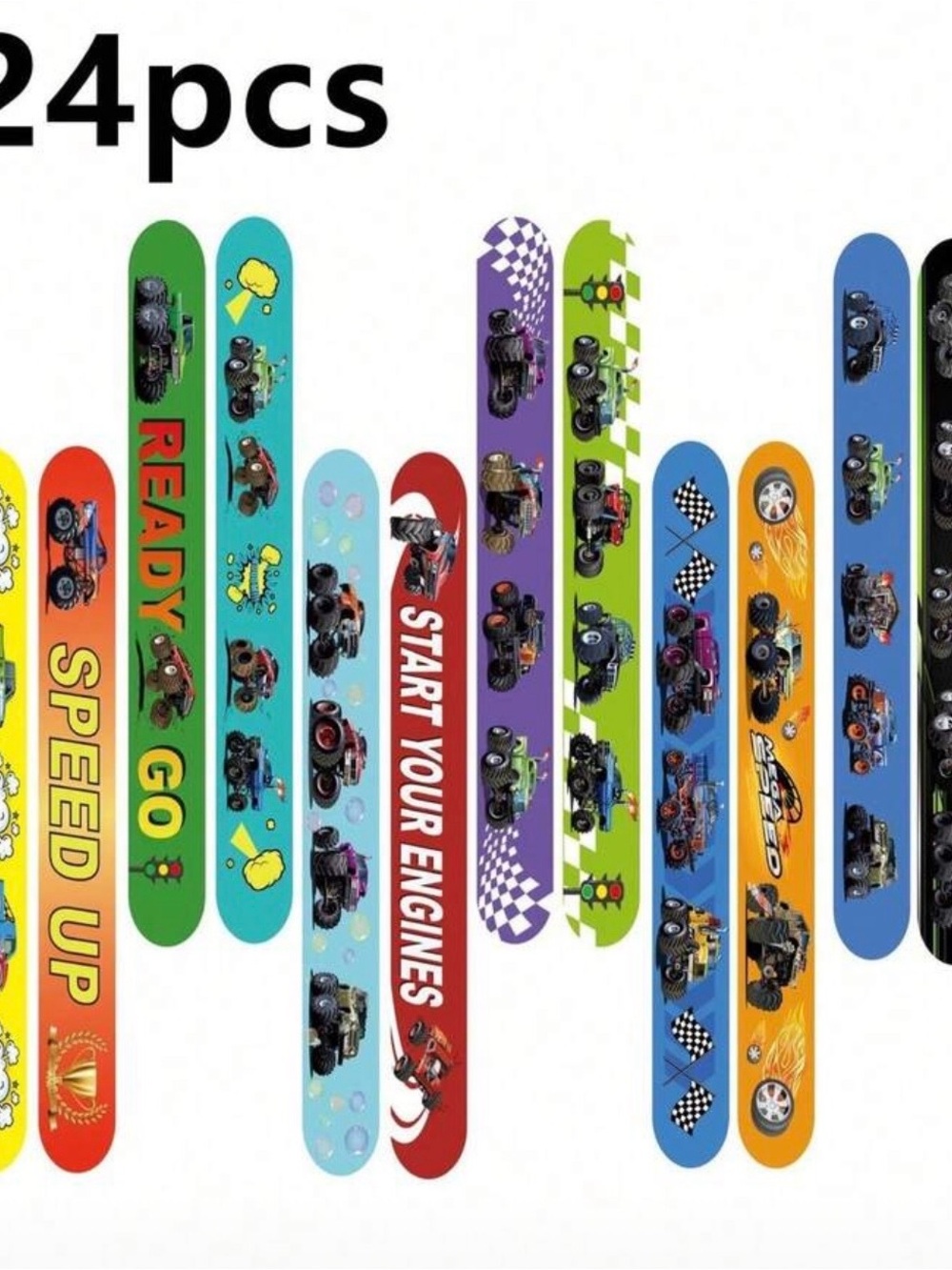 Kids Monster Truck Slap Bracelets - Assorted Colors